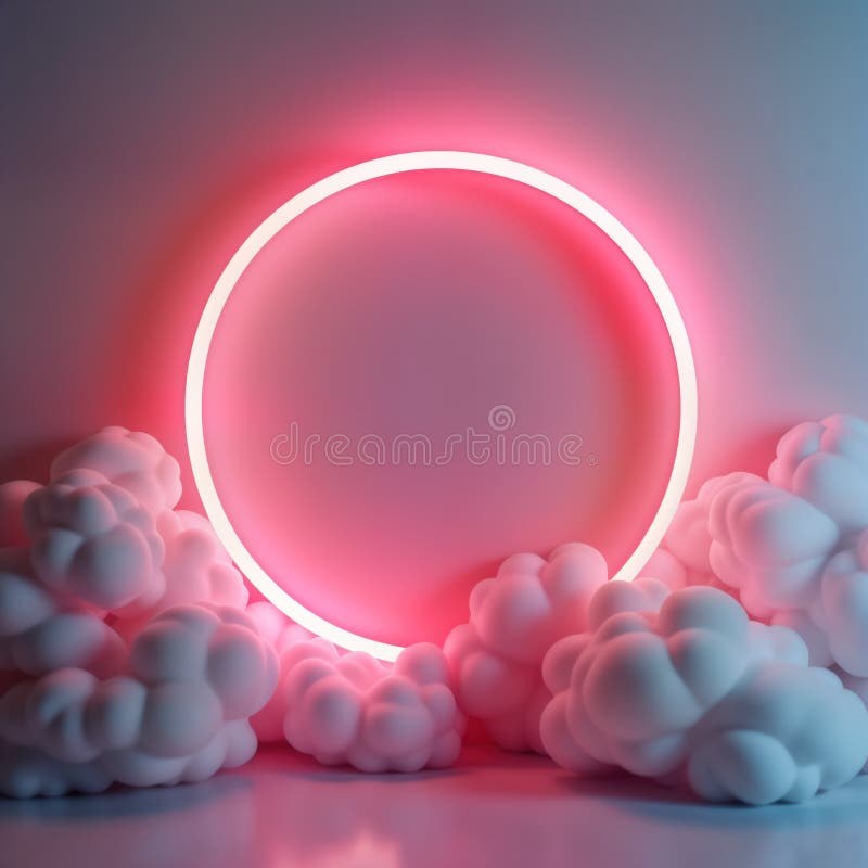 Pink neon in cloudy background. 3D rendering of with neon light. Abstract, futuristic. Isolated perfect for tech modern royalty free illustration
