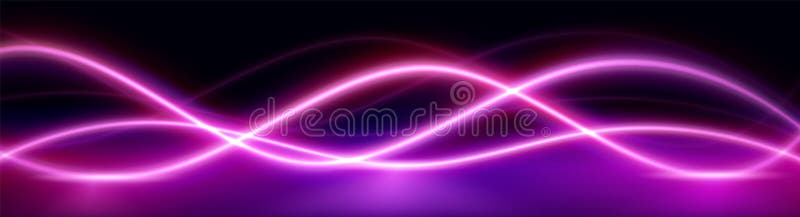 Pink neon light wave line abstract background vector illustration
