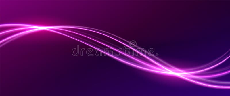 Pink neon wave line with light glow effect royalty free illustration