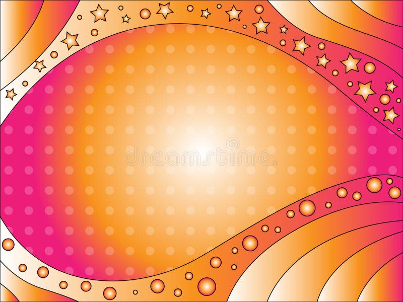 Pink and orange background with stars and dots vector illustration