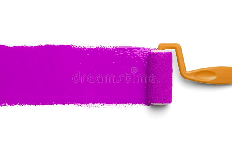 Plastic Paint Roller with Pink Paint Isolated on White Background. Plastic Paint Roller with Pink Paint Isolated on White Background.