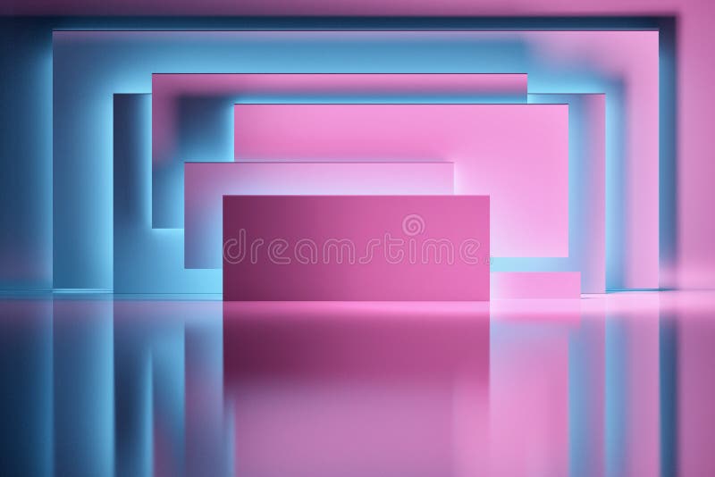 Pink Panel Illuminated By Blue Light