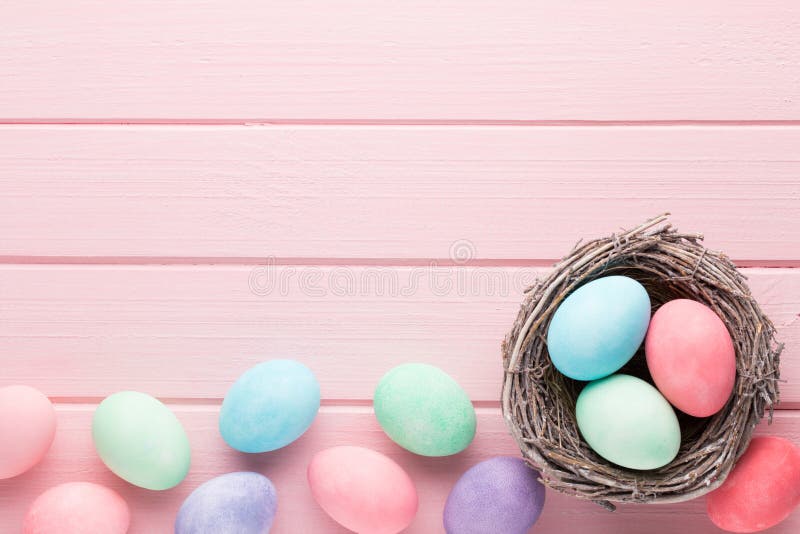 Pastel Easter Eggs Background. Spring Greating Card. Stock Image