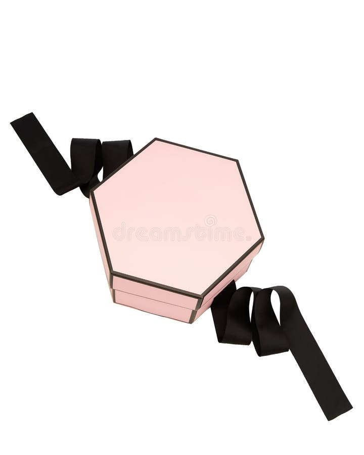 Pink Pastel Empty Gift Box with Black Ribbon Stock Image Image of