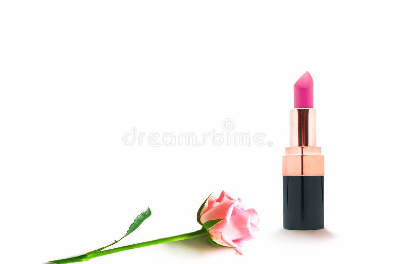 Red lipstick and rose stock image. Image of petals, cosmetic 43460993