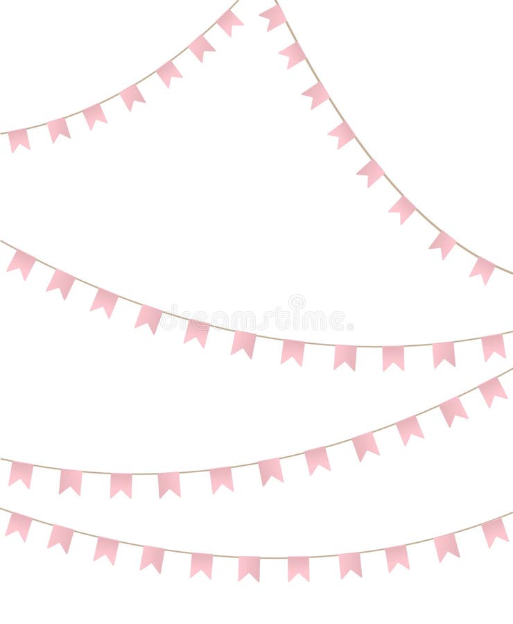 Pink Pastel Party Flag Set, Vector Illustration Stock Vector