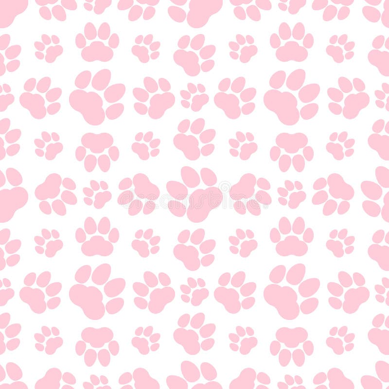Pink Paw Print Seamless Repeating Background Pattern. Cat or Dog