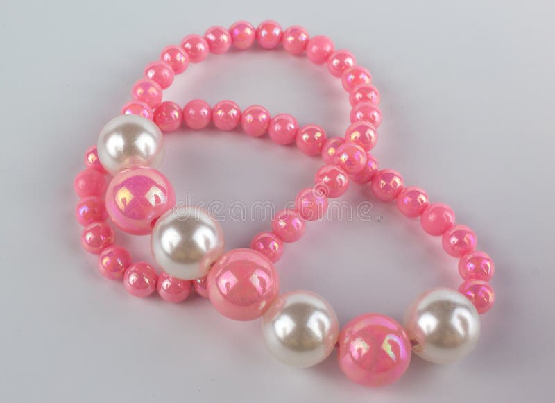 Pink pearl necklace. stock image. Image of ring, female 70419723