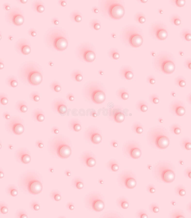 Pink pearls on a rose background. Geometric seamless pattern. Texture with rosy beads. Design template for covers, packaging