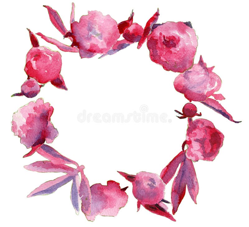 Pink peony flowers garland