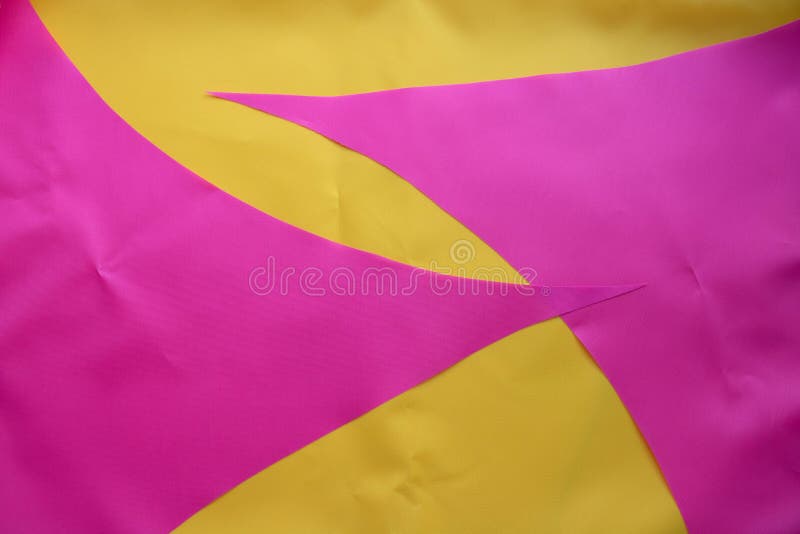 Pink Pieces of Fabric Lie on the Yellow Fabric Stock Photo Image of decor, interior 220035406