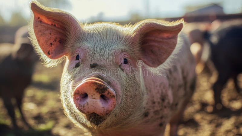 Pink Piglet i en Muddy-serveringsinställning royaltyfri illustrationer