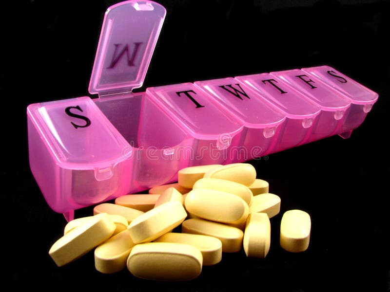 Pink Pill Box stock image. Image of medication, tablets 7616495