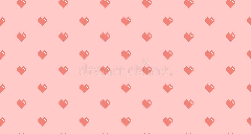 Pink Pixel Heart on Pink Background, Seamless Pattern Stock Illustration -  Illustration of beautiful, gift: 177176273