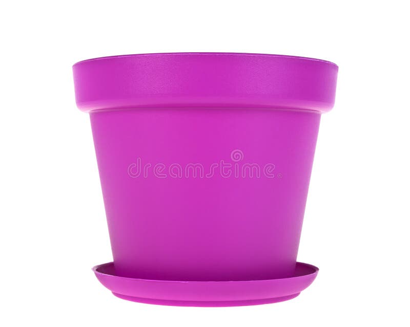 Pink Plastic Flower Pots On White Background Stock Image Image of