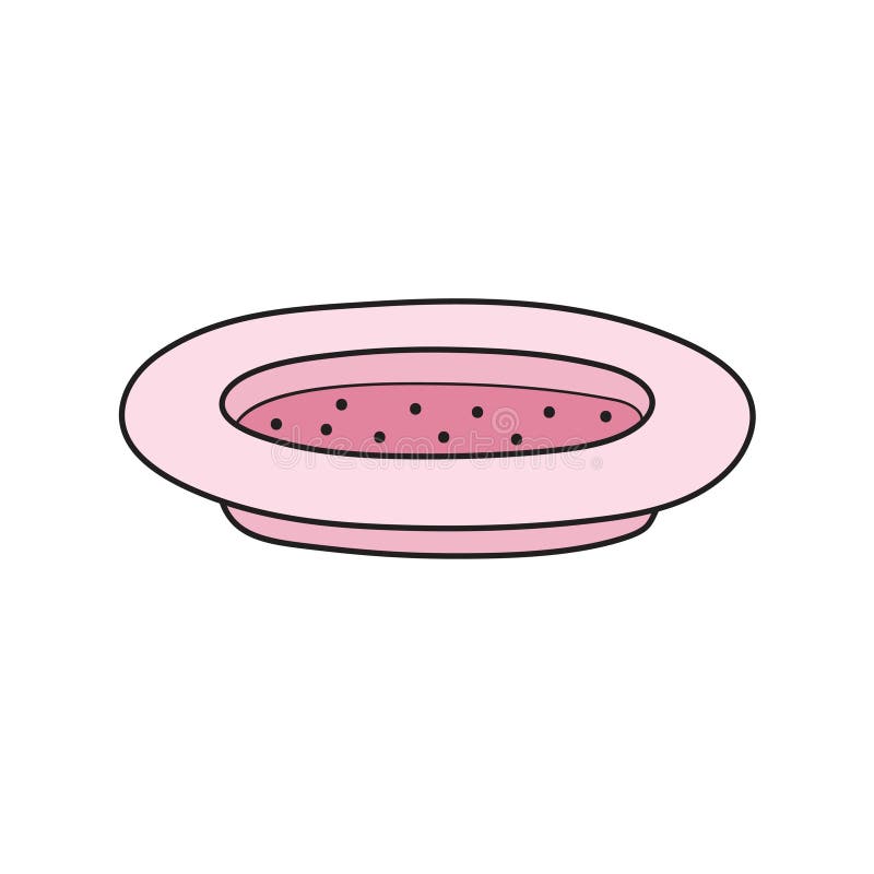 Pink Plate Isolated Element in Cartoon Style. Empty Dish on White