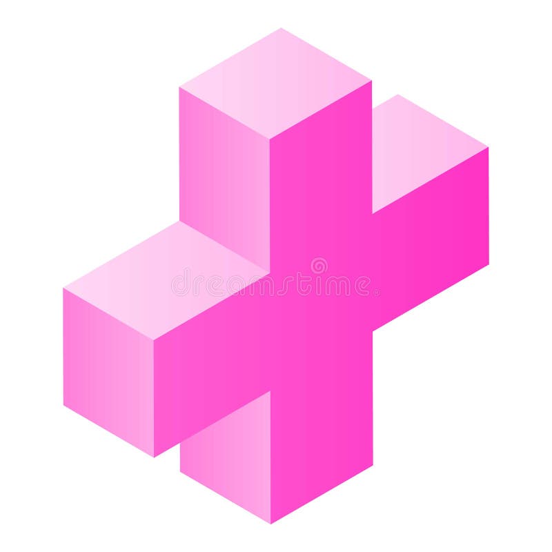 Download Pink Plus Sign Icon, Isometric Style Stock Vector ...