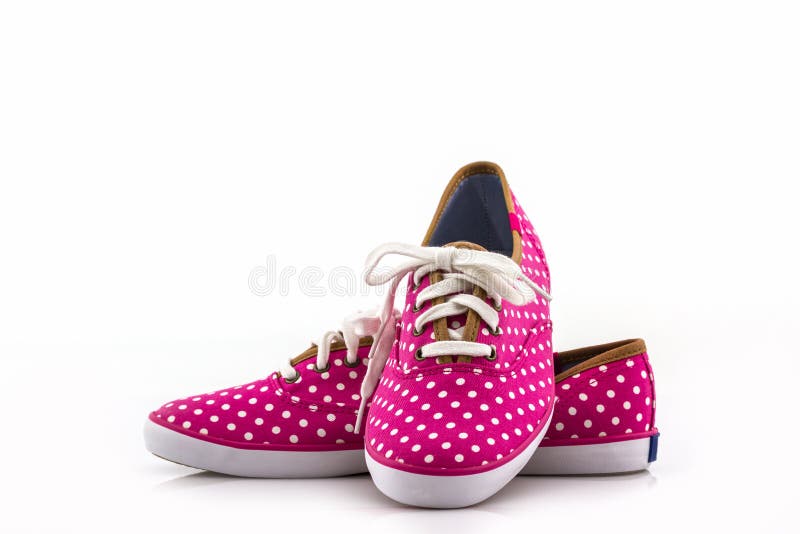 Pink Polka Dot Canvas Shoe. Stock Image Image of modern, style 49683483