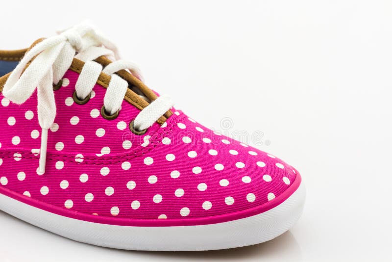 Pink Polka Dot Canvas Shoe. Stock Image - Image of sport, object: 49535263
