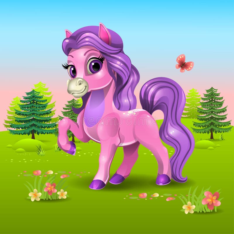 Cute Pink Pony Cartoon