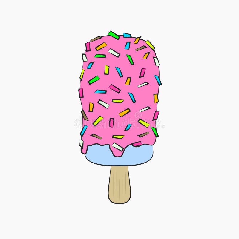 Pink Popsicle with Colorful Sprinkles Vector Stock Vector