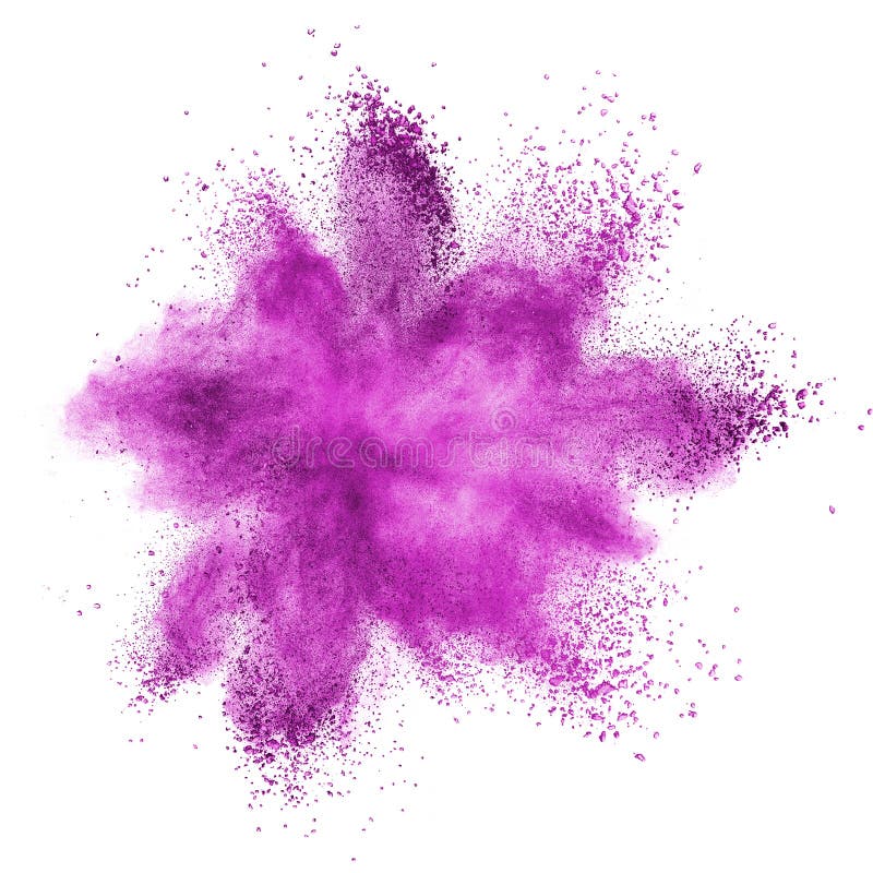 Pink powder explosion isolated on white