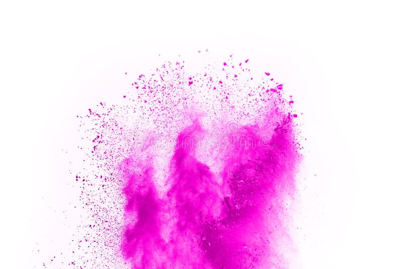 Pink Powder Explosion on White Background. Stock Photo - Image of ...