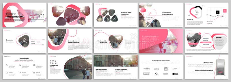 Pink presentation templates elements on a white background. Vector infographics.