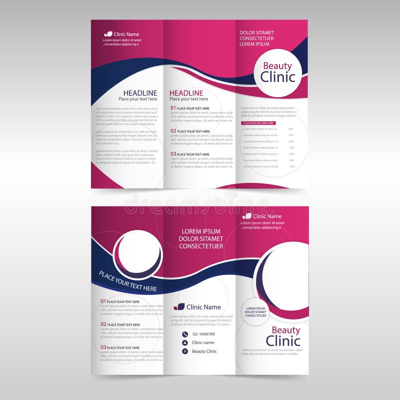 Pink purple circle business trifold Leaflet Brochure Flyer report template vector minimal flat design set, abstract three fold vector illustration
