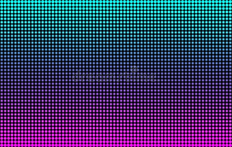 Pink purple green led screen. Projector template. Pixel TV texture. Electronic diode effect. Digital display with points. Lcd monitor. Television videowall. Vector illustration. Horizontal background
