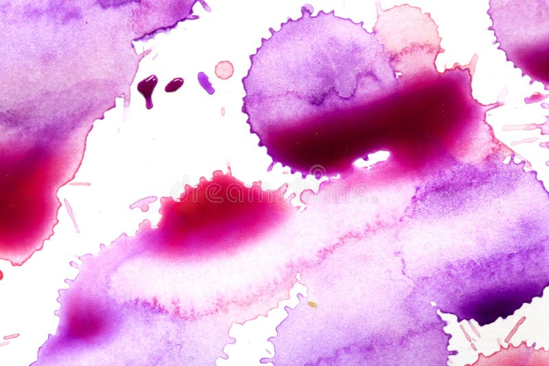 Pink Purple Watercolour Paint Splatters and Spots for Background Stock