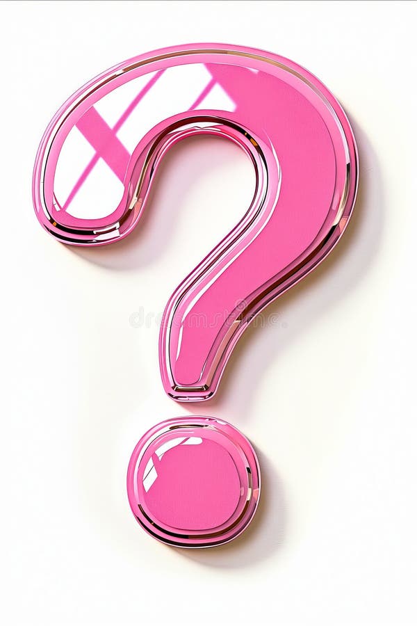 A pink question mark with a white background. Generative AI stock image