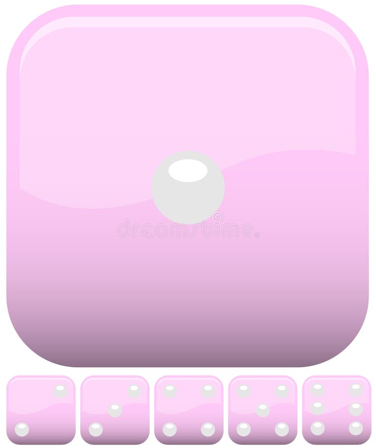 Pink Realistic Dice Collection, Set Of 6, Vector Available Stock Vector