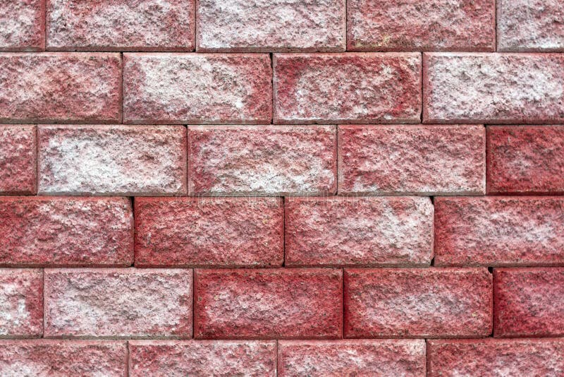 Pink Red Brick Wall Texture Background. Close Up Stock Photo Image of