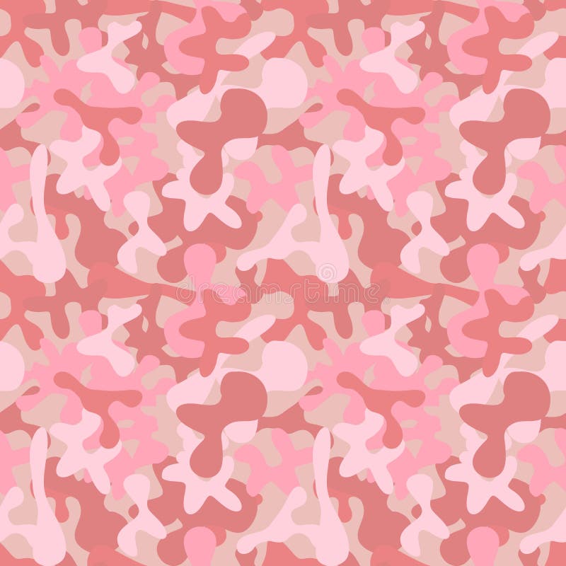 Pink and Red Camouflage, Seamless Pattern Stock Illustration ...