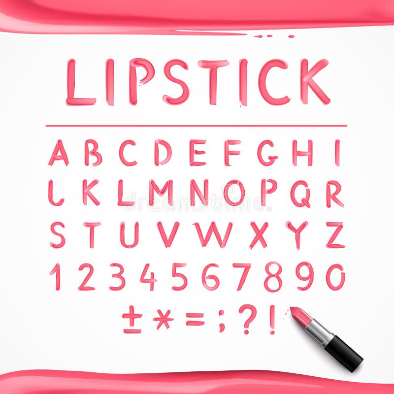 Pink Red Glossy Lipstick Alphabet Poster