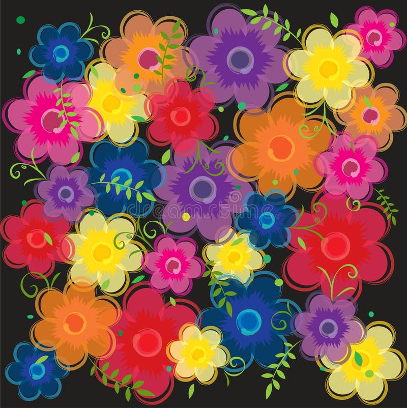 Pink red purple orange blue yellow Floral flowers background wallpaper stock illustration Pink red purple orange blue yellow Floral flowers background wallpaper stock illustration