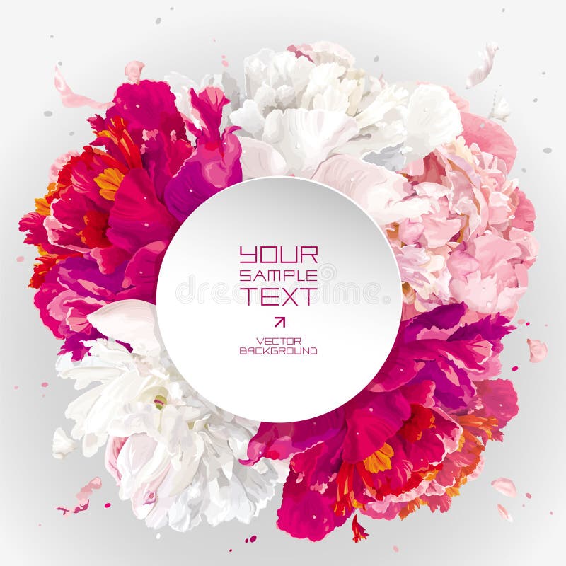 Pink, red and white peony background vector illustration Pink, red and white peony background vector illustration