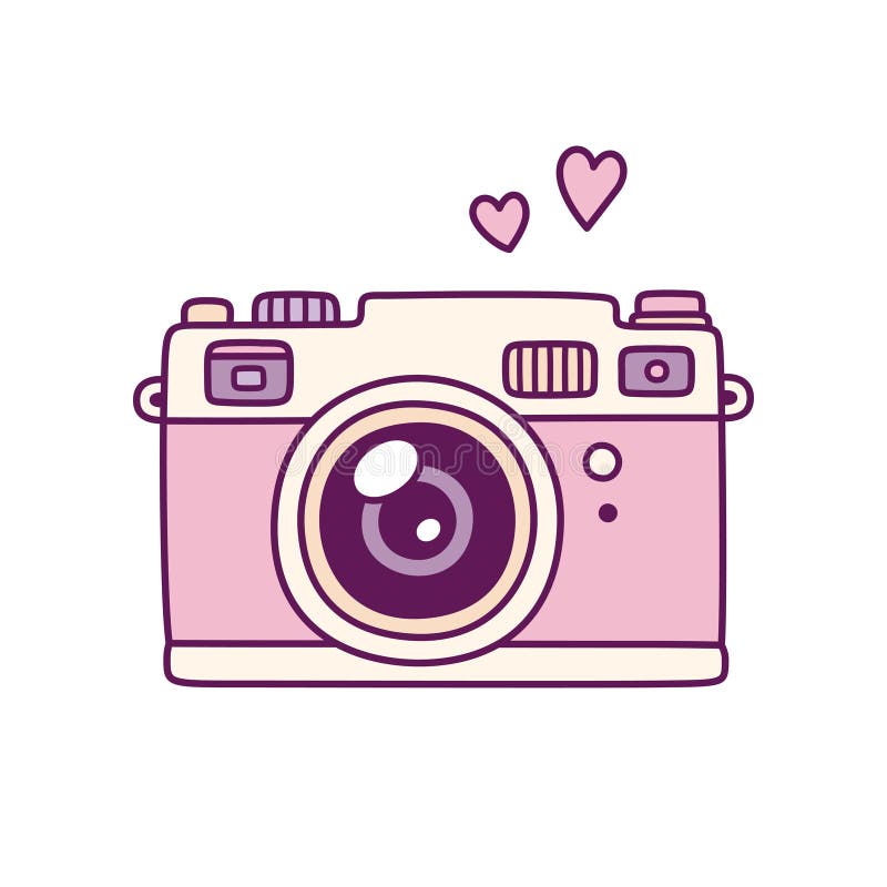 Pink retro photo camera stock vector. Illustration of shutter - 139636161