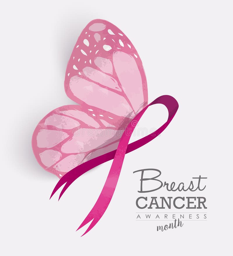 Breast cancer ribbon butterfly