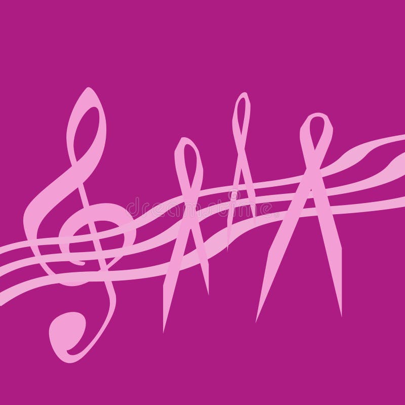 Prsia rakovina povedomia ružový stuha a hudba na.