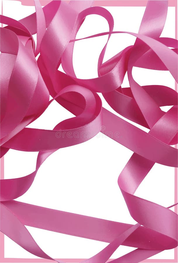 Pink Ribbon Over White Background, Design Element. Stock Vector