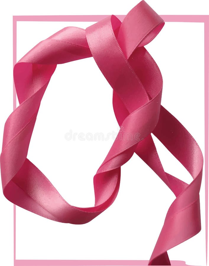 Pink Ribbon Over White Background, Design Element. Stock Vector