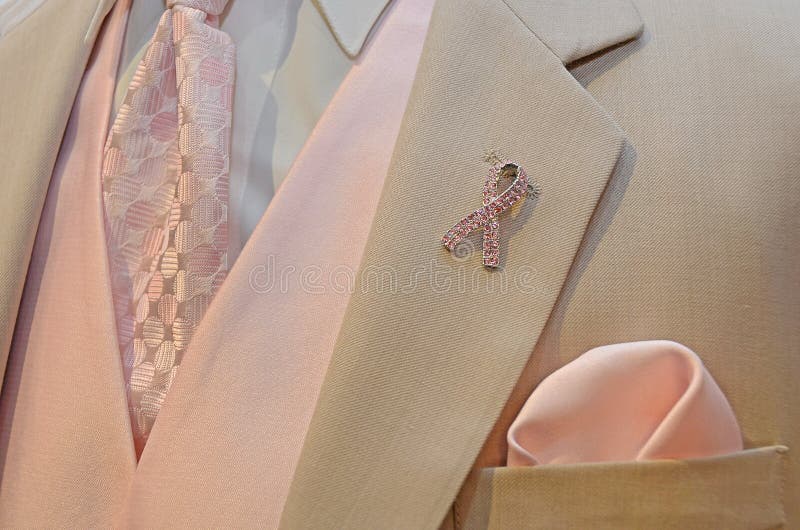 Pink Ribbon on tuxedo lapel