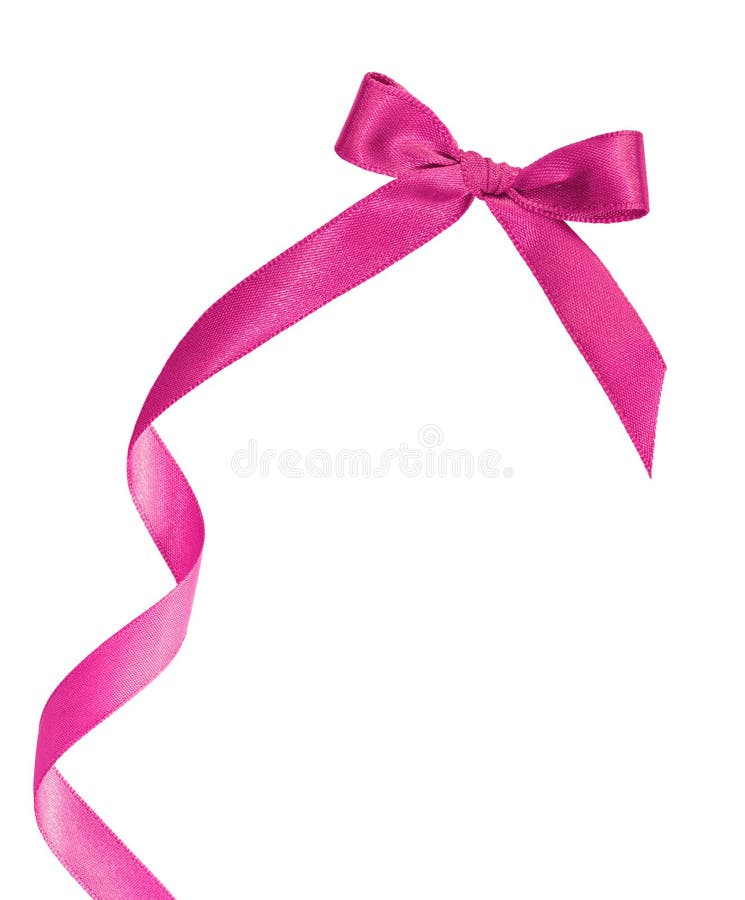 Pink ribbon on white background with space