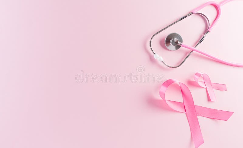 Pink Ribbons and Stethoscope on Pastel Background, Symbol of Women ...