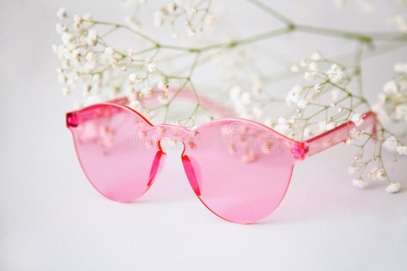 Pink Rimless Stylish Sunglasses Stock Photo - Image of stylish, bright ...