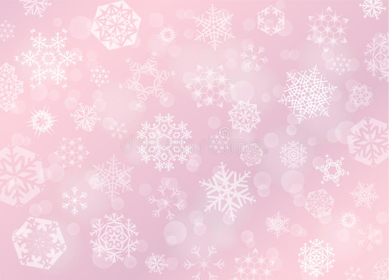 Pink Rose Christmas Background with White Snowflak Stock Vector ...