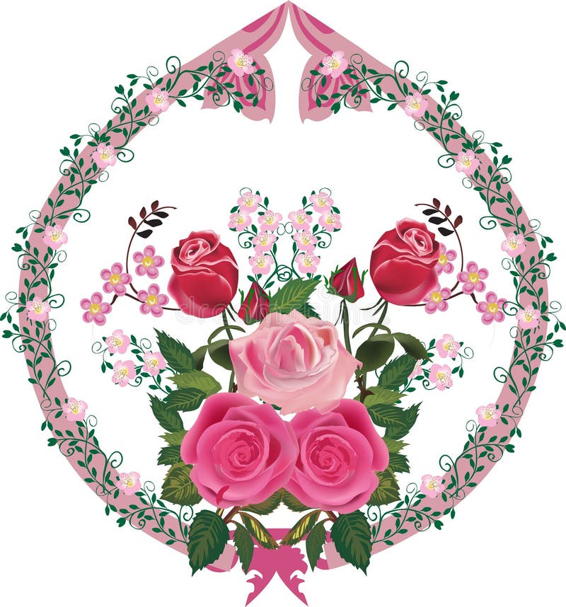 Pink Rose Decorated Ornament Element Stock Vector Illustration of