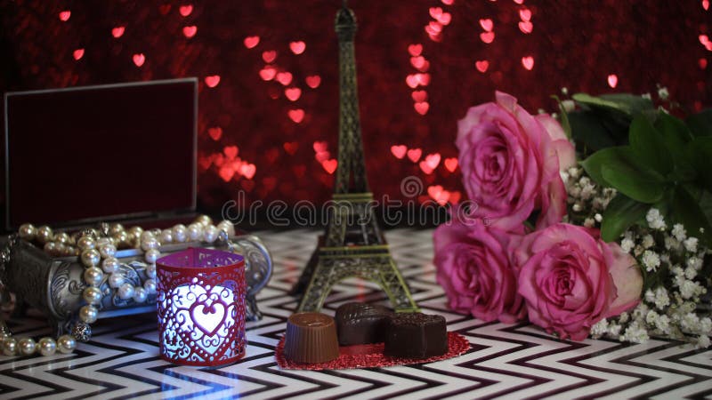 Pink Rose With Eiffel Tower royalty free stock photography